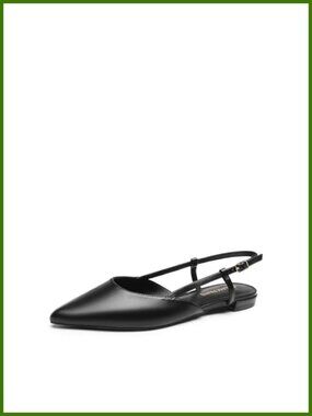 Faux Leather Slingback Pointed Toe Flats Adjustable Strap Comfort Dress Shoes